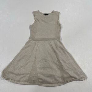 American Eagle Cream Metallic Knit Fit & Flare Dress XS Sleeveless Sweater Dress